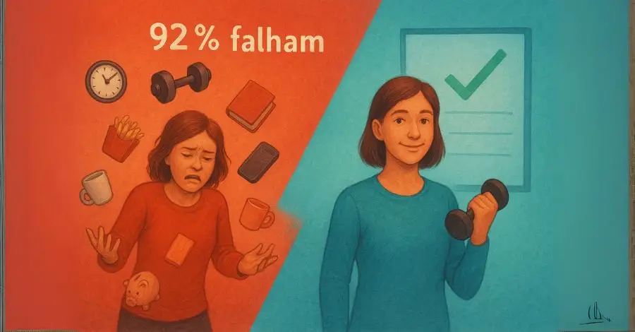 Comparativo entre a falha em criar múltiplos hábitos e o sucesso ao focar em um, ilustrando como construir hábitos duradouros.